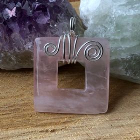 Rose Quartz Square Donut Pendant